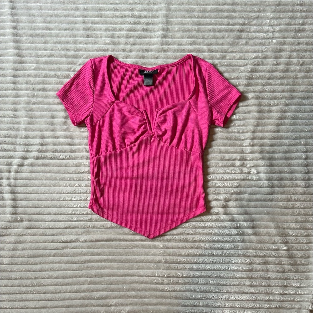Pink Ruched Fitted Short Sleeve Bodysuit